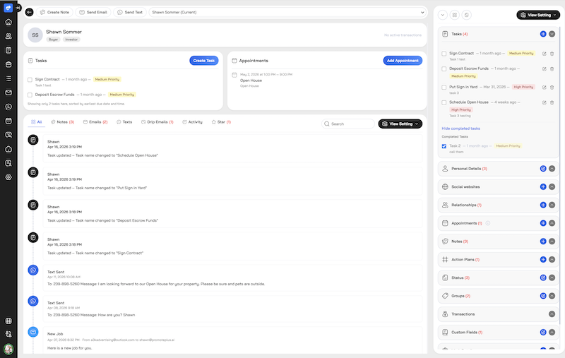 CRM automation and contact details dashboard